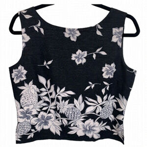 Tommy Bahama Black and White Floral Tank Top